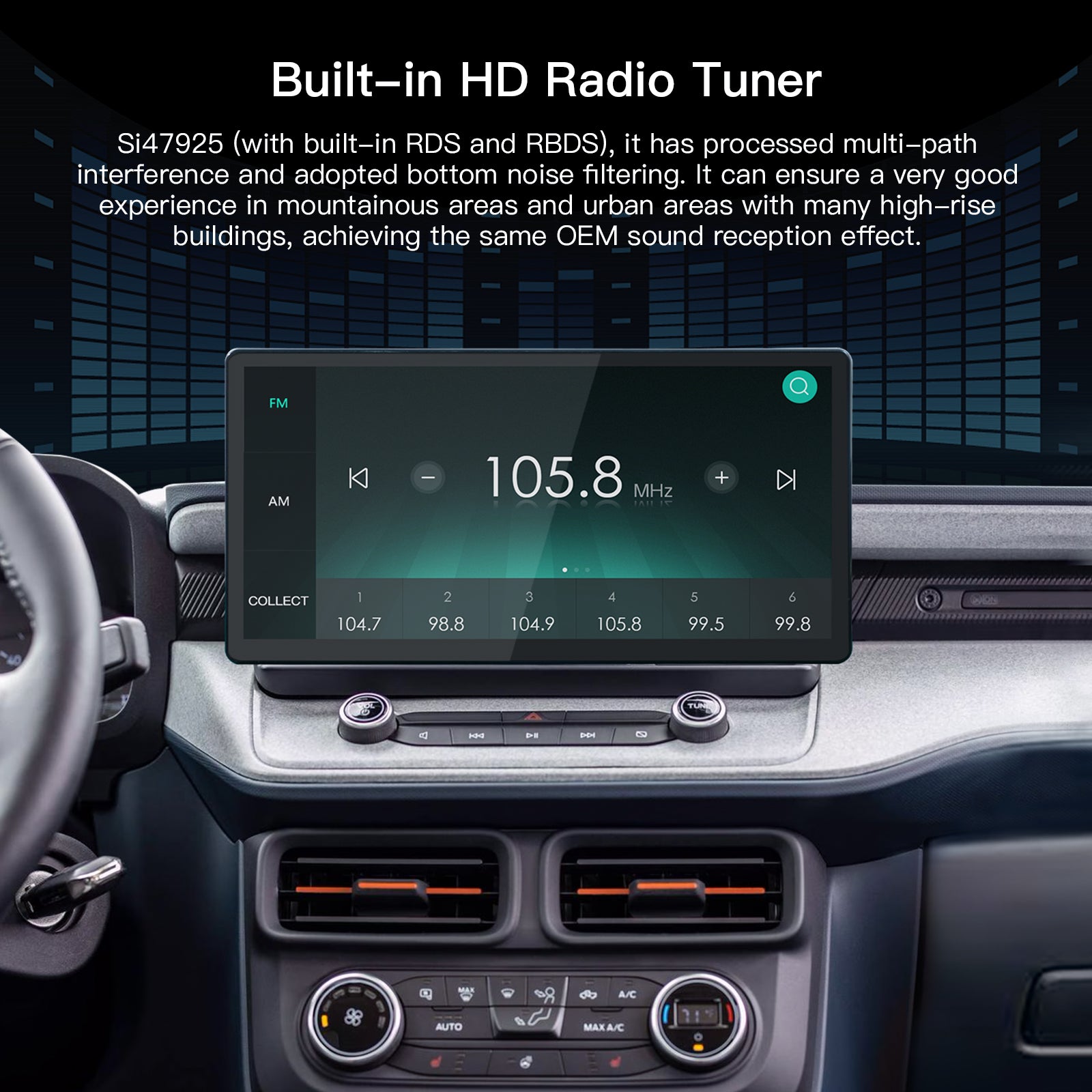 Carultra 13.2" Android 13 Car stereo Retains Sync3 for Ford Maverick 2022 - 2024 Wireless CarPlay & Android Auto CarRadio Upgrade