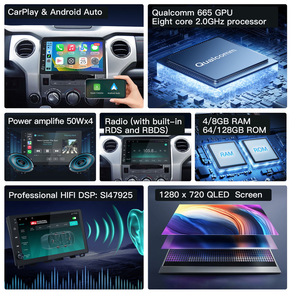 Carultra 10.2‘’ Android 13 Car Stereo for Toyota Tundra 2014-2021 Wireless CarPlay & Android Auto Car Radio Upgrade