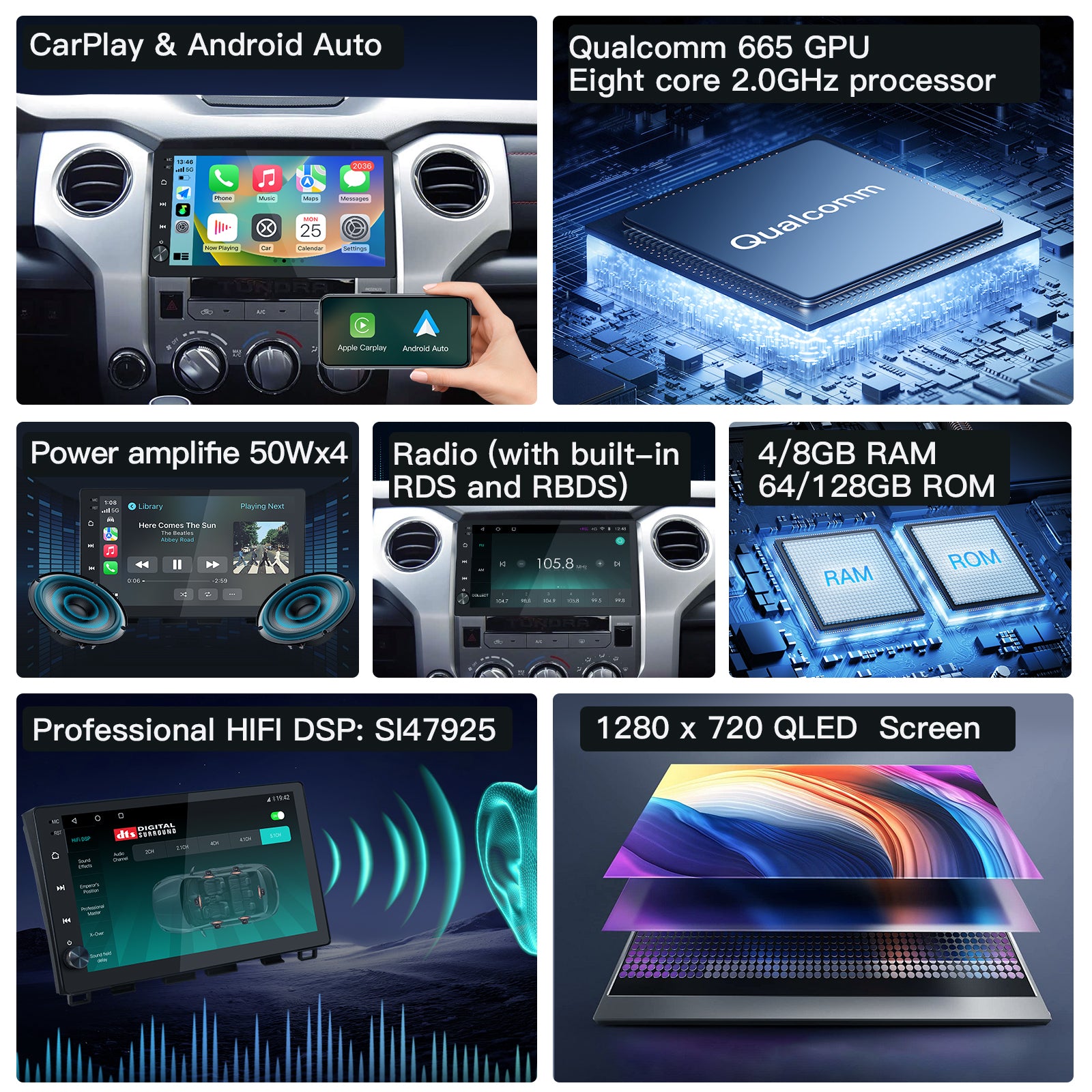 Carultra 10.2‘’ Android 13 Car Stereo for Toyota Tundra 2014-2021 Wireless CarPlay & Android Auto Car Radio Upgrade