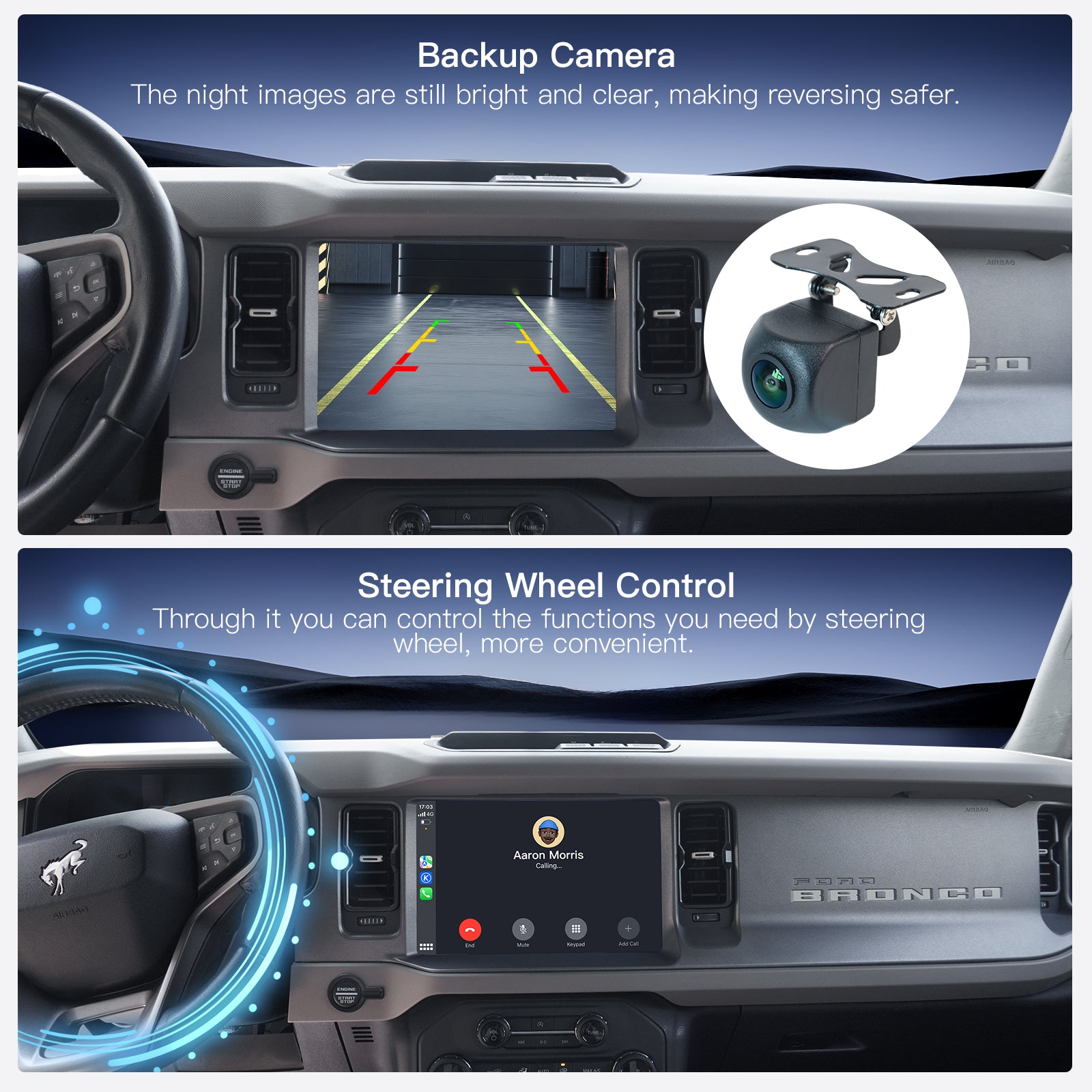 Carultra 12" Android 13 Car Screen Upgrade for Ford Bronco 2021–2024 Retain SYNC3 Wireless CarPlay & Android Auto