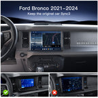 Carultra 12" Android 13 Car Screen Upgrade for Ford Bronco 2021–2024 Retain SYNC3 Wireless CarPlay & Android Auto