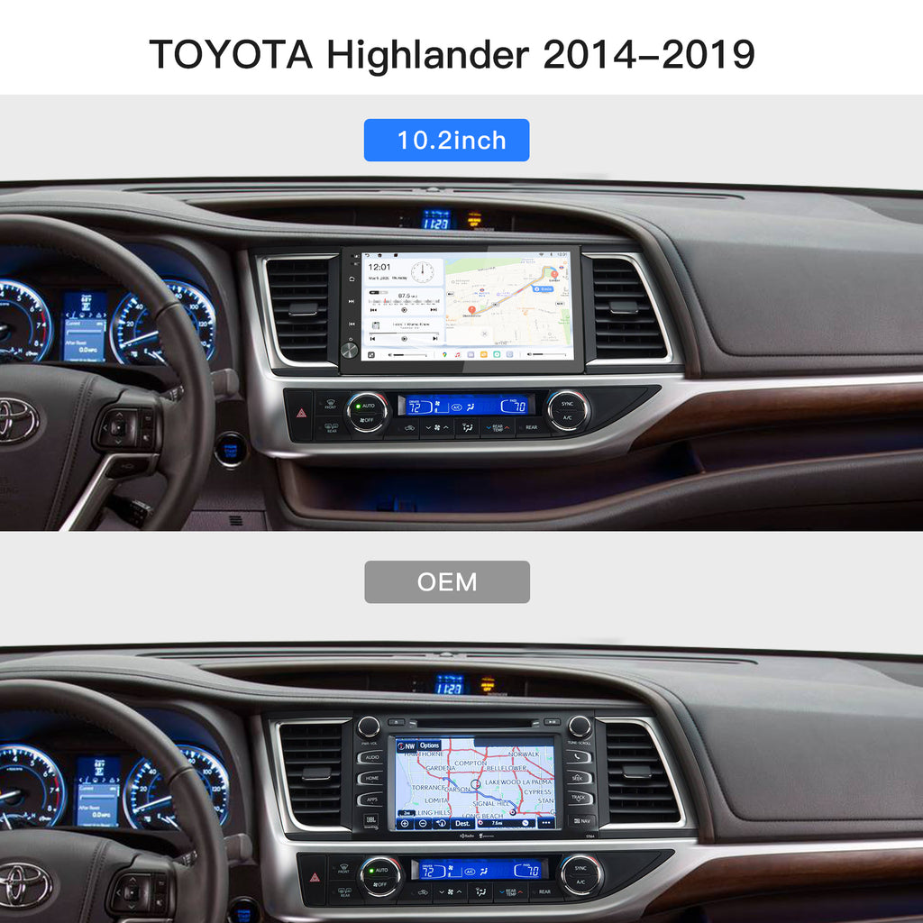Carultra10.2" Android 13 Car Stereo for Toyota Highlander 2014-2019 Wireless CarPlay & Android Auto Car Radio Upgrade