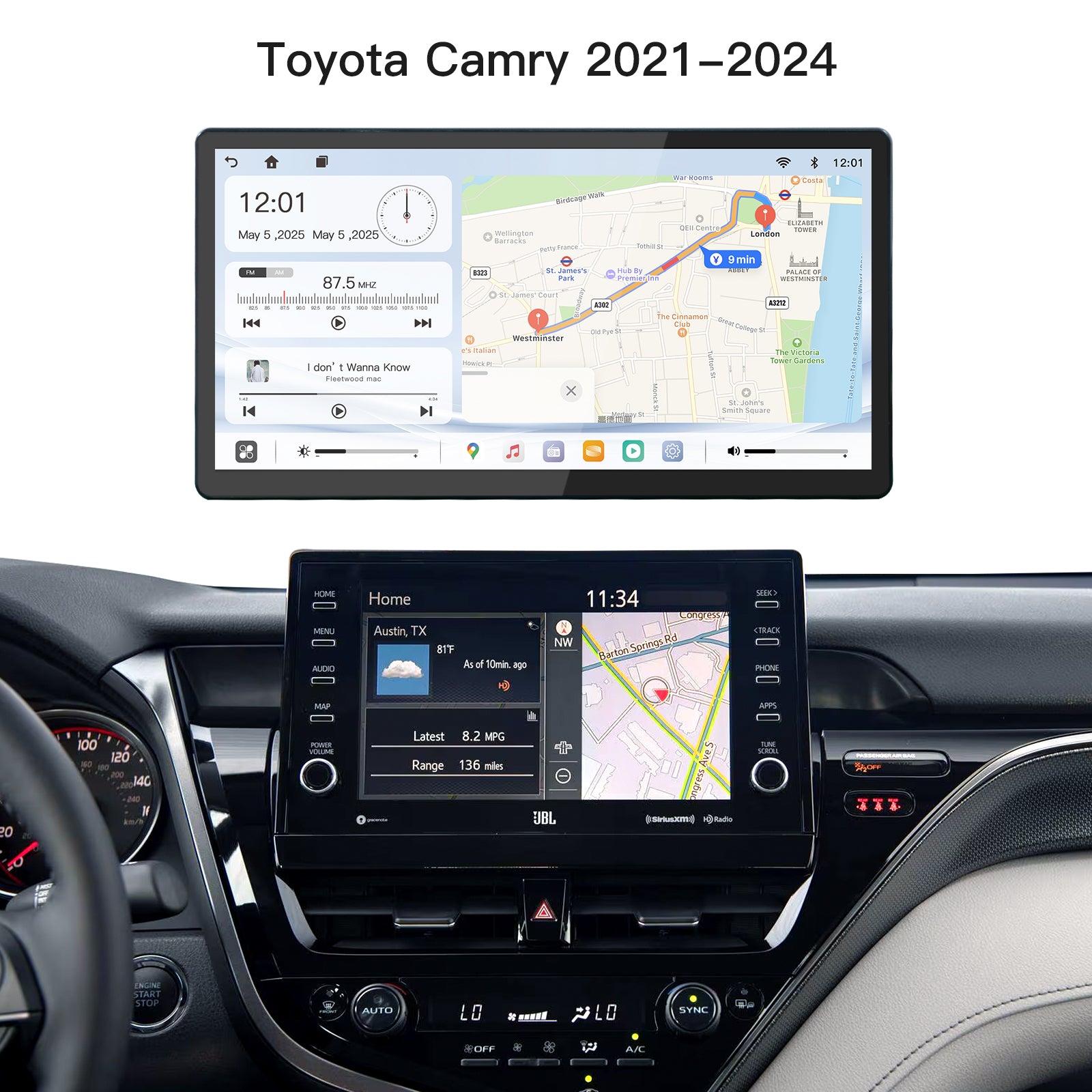 Carultra 13.2" Android 13 Car Stereo for Toyota Camry 2021–2024 Wireless CarPlay & Android Auto Car Radio Upgrade