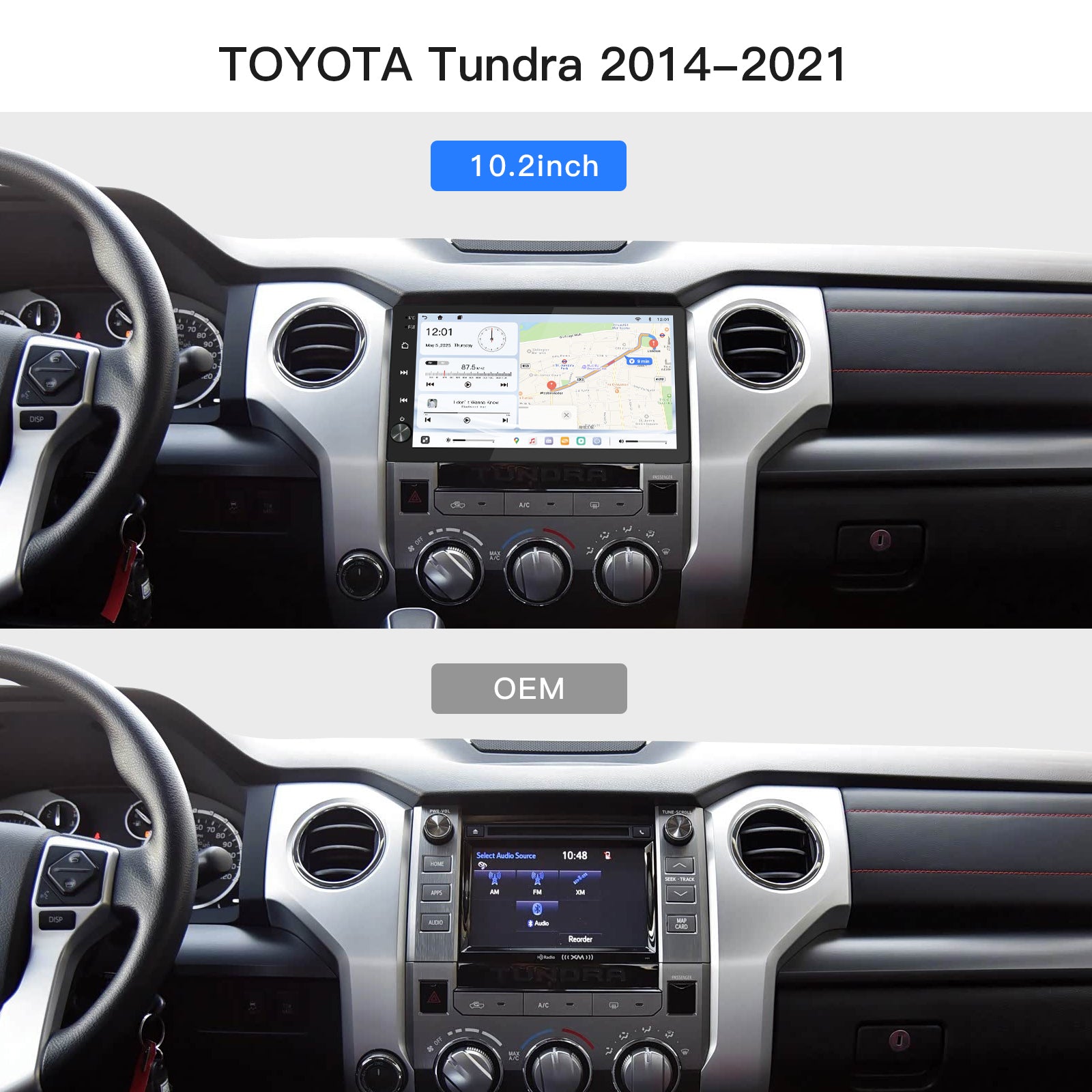 Carultra 10.2‘’ Android 13 Car Stereo for Toyota Tundra 2014-2021 Wireless CarPlay & Android Auto Car Radio Upgrade