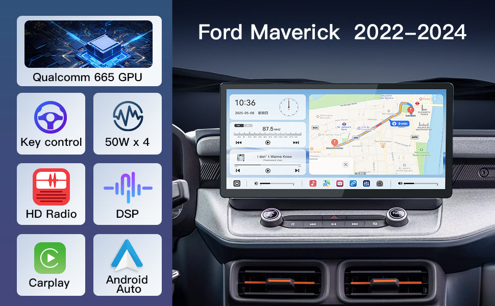 Carultra 13.2" Android 13 Car stereo Retains Sync3 for Ford Maverick 2022 - 2024 Wireless CarPlay & Android Auto CarRadio Upgrade