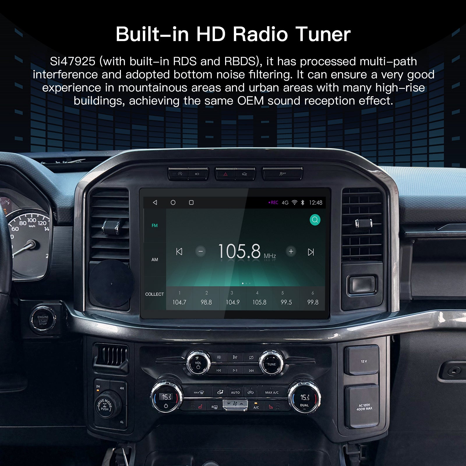 Carultra 12" Android 13 Car Stereo for Ford F150 2021 - 2023 Wireless CarPlay & Android Auto | Head Unit Upgrade