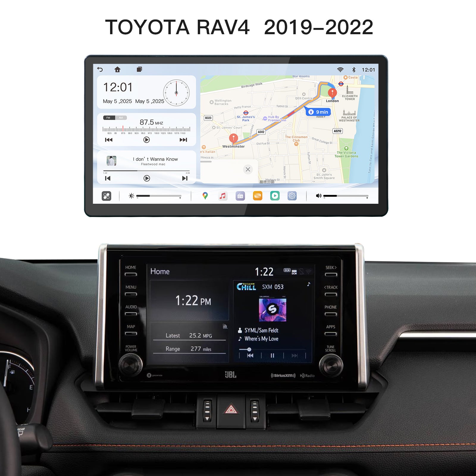 Carultra 13.2" Android 13 Car Stereo for Toyota RAV4 2019–2022 Wireless CarPlay & Android Auto Car Radio Upgrade